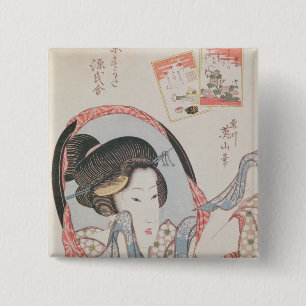 Vrouw bij haar Mirror, gepubliceerd onder c.1830 Vierkante Button 5,1 Cm