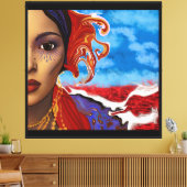 Vrouw bij het Rode Water Canvas Afdruk (Insitu (Woonkamer))