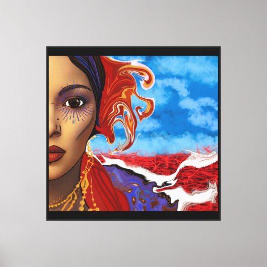 Vrouw bij het Rode Water Canvas Afdruk (Voorkant)