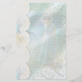 Vrouw bij Lake Faux Lace Lined Briefpapier (Voorkant)