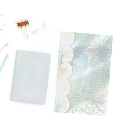 Vrouw bij Lake Faux Lace Lined Briefpapier