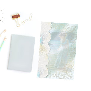 Vrouw bij Lake Faux Lace Lined Briefpapier
