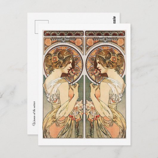 Vrouw bij Mirror Briefkaart (Voorkant / Achterkant)