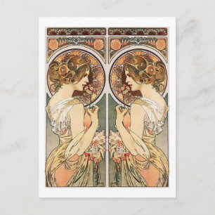 Vrouw bij Mirror Briefkaart