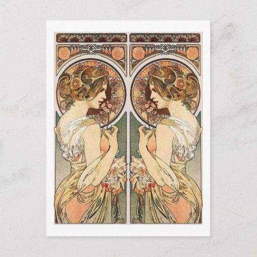 Vrouw bij Mirror Briefkaart (Voorkant)