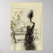 Vrouw bij Piano Sketch - Poster (Voorkant)