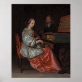 Vrouw bij Virginal met Cittern - Oude Meester Poster (Voorkant)