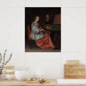 Vrouw bij Virginal met Cittern - Oude Meester Poster (Keuken)