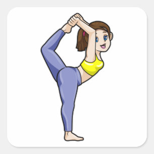 Vrouw bij yoga rekoefeningen benen vierkante sticker