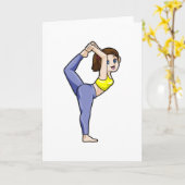 Vrouw bij Yoga Stretching oefeningen Legs Kaart (Gele Bloem)
