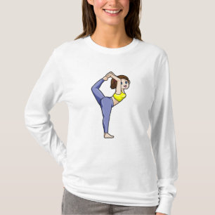 Vrouw bij Yoga Stretching oefeningen Legs T-shirt