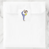 Vrouw bij Yoga Stretching oefeningen Legs Vierkante Sticker (Tas)