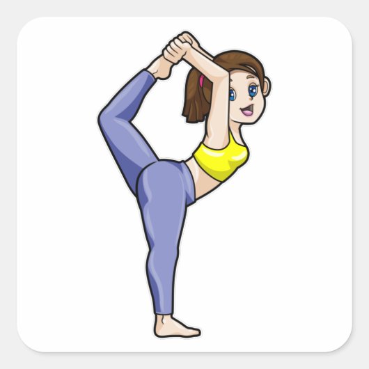 Vrouw bij Yoga Stretching oefeningen Legs Vierkante Sticker (Voorkant)