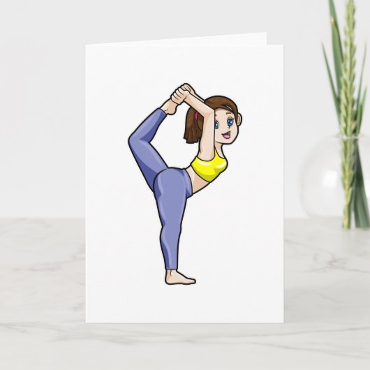 Vrouw bij yogarekoefeningen benen kaart (Voorkant)