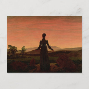 Vrouw bij zonsopgang briefkaart