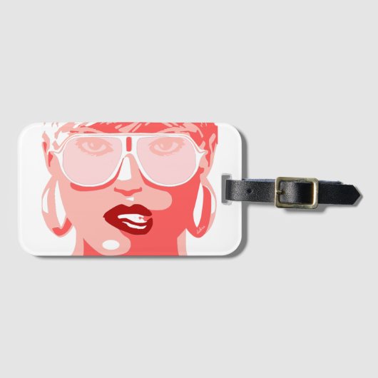  vrouw bijten lippen Pop kunst Bagagelabel (Voorkant (horizontaal))