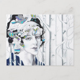  vrouw Birch Trees Briefkaart