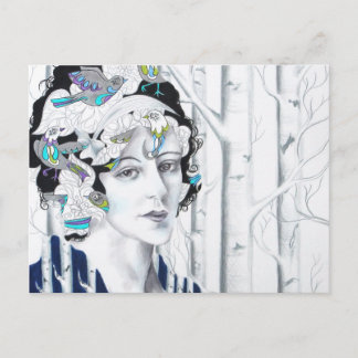 vrouw Birch Trees Briefkaart