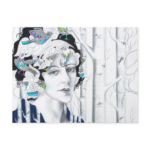  vrouw Birch Trees Briefkaart