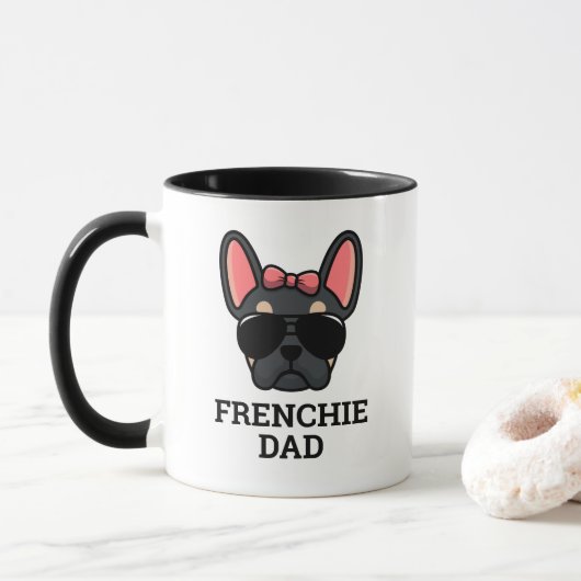 Vrouw Black Tan French Bulldog Frenchie Dog Dad Mok (Met donut)