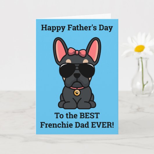 Vrouw Black Tan French Bulldog-Vaderdag Kaart (Kleine Plant)