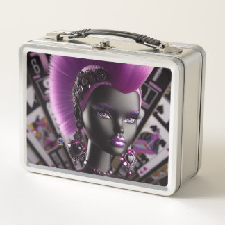 vrouw blackjack pop met paarse Mohawk bling