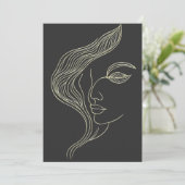 Vrouw blad elegante lijnkunst profiel kaart (Staand voorkant)