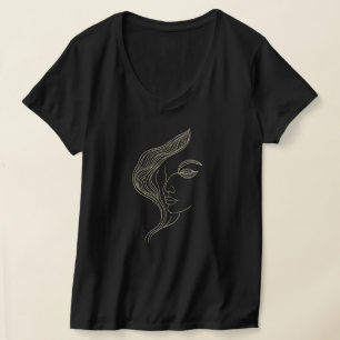 Vrouw blad elegante lijntekening profiel t-shirt