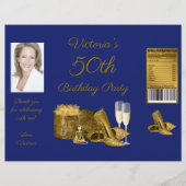 Vrouw Blauw Goud Verjaardagsfeest Chip Zak Wrapper Flyer (Voorkant)