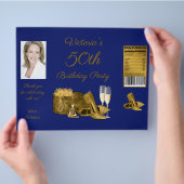 Vrouw Blauw Goud Verjaardagsfeest Chip Zak Wrapper Flyer (Hand)