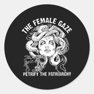 Vrouw blik verstenen het patriarchaat ronde sticker