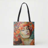 Vrouw Bloem Kroon Mozaïek Tote Bag (Voorkant)