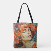 Vrouw Bloem Kroon Mozaïek Tote Bag (Achterkant)