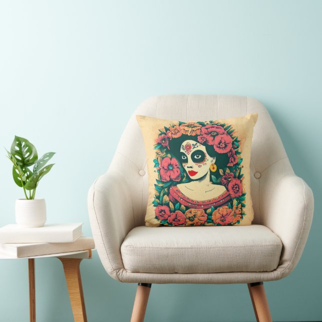Vrouw bloem kussen (Stoel)