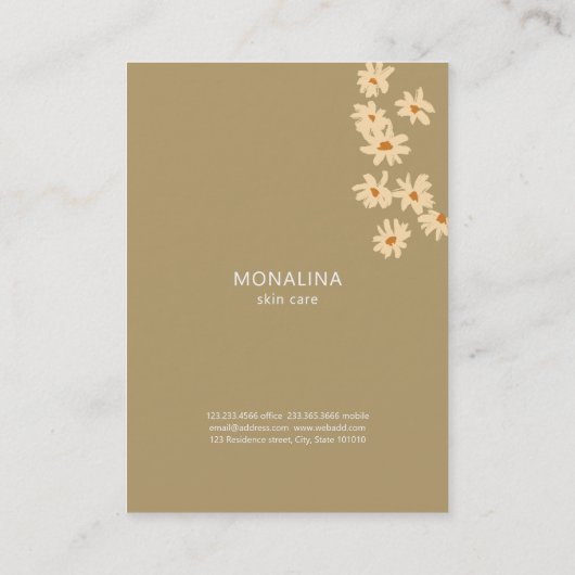 Vrouw Bloemen Art Boho Huidverzorging Visitekaartje (Achterkant)