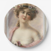 Vrouw Bloemen  Haar Papier Borden Papieren Bordje (Voorkant)
