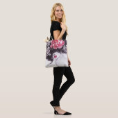 Vrouw Bloemen, Mode Waterverf Achtergrond. Tote Bag (Op model)