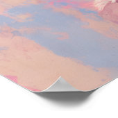 Vrouw Bloemen Roze Blauw Hard Pastel Tekening Poster (Hoek)