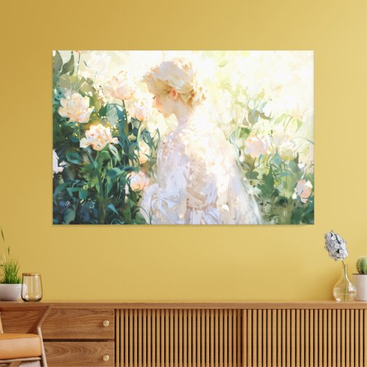 *~* Vrouw Bloemen Struik TV2 Stretched Canvas Prin Afdruk (Insitu (Woonkamer))
