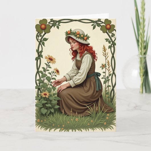 Vrouw Bloemige Schoonheid Scene Kaart (Voorkant)