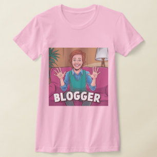 Vrouw Blogger Roze T-shirt