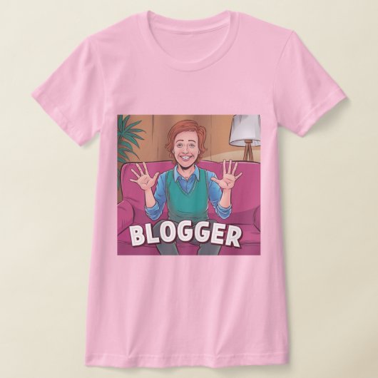 Vrouw Blogger Roze T-shirt (Laagn)