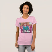 Vrouw Blogger Roze T-shirt (Voorkant volledig)