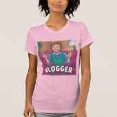 Vrouw Blogger Roze T-shirt (Voorkant)