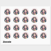 Vrouw Blowing Bubble gum bubble art Ronde Sticker (Vel)