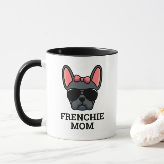 Vrouw Blue French Bulldog Frenchie Dog mama Mok (Met donut)