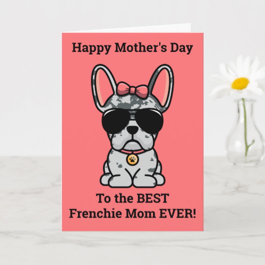 Vrouw Blue Merle French Bulldog Moederdag Card Kaart (Kleine Plant)