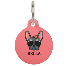 Vrouw Blue Tan French Bulldog Pet ID Tag Huisdierpenning