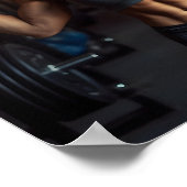 Vrouw Bodybuilder met Bar op haar schouders Poster (Hoek)