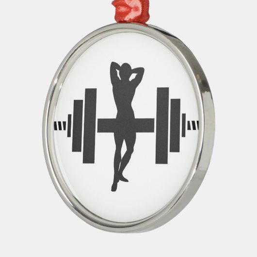Vrouw Bodybuilder Metalen Ornament (Links)